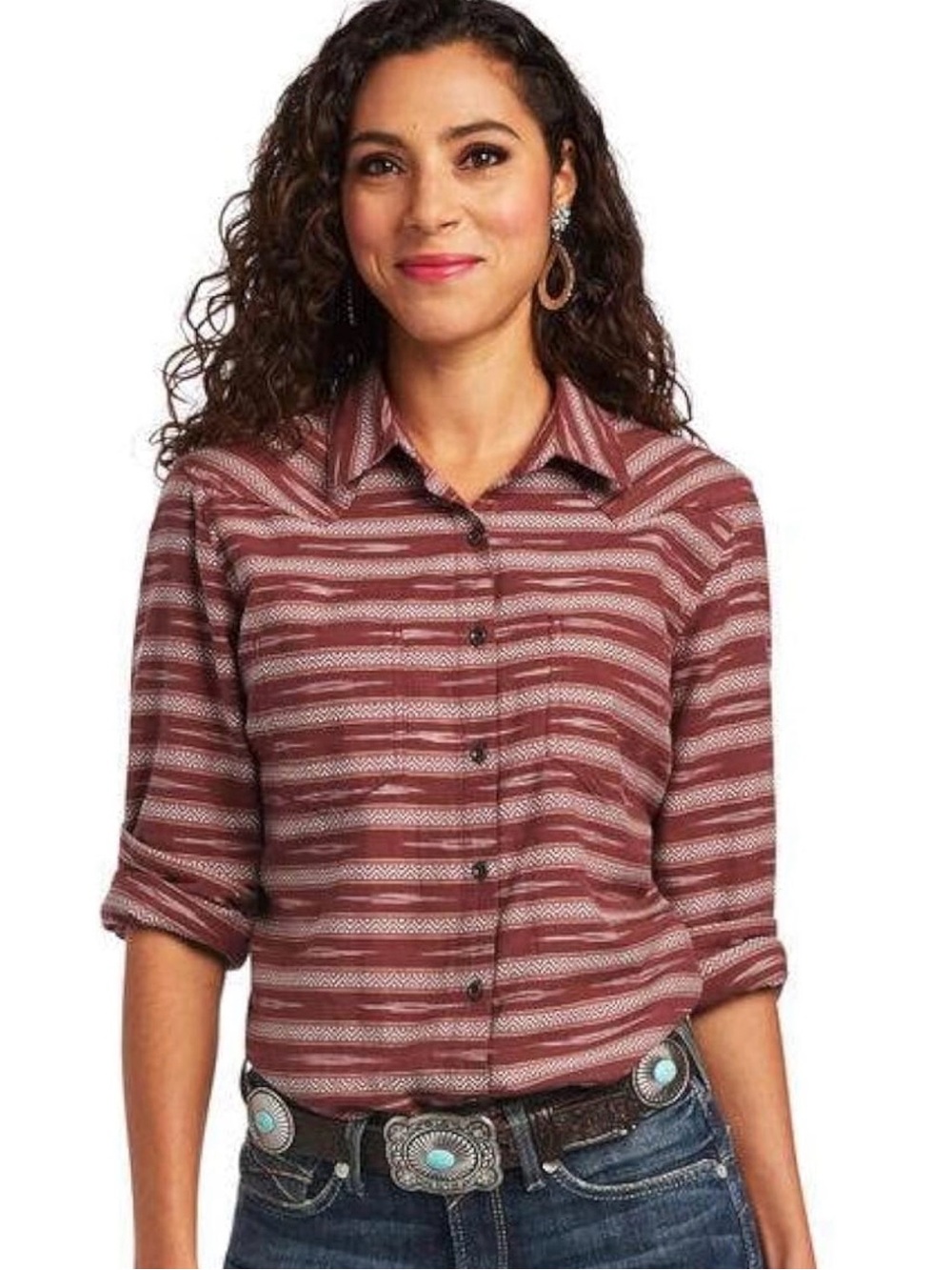 ARIAT Womens Billie Jean Shirt Ikat Jacquard Large